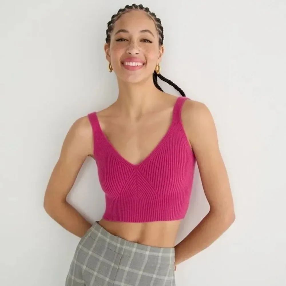 J.Crew Cashmere-blend cropped sweater-tank Small